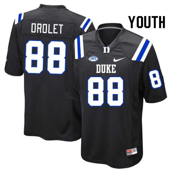 Youth #88 Vincent Drolet Duke Blue Devils College Football Jerseys Stitched Sale-Black